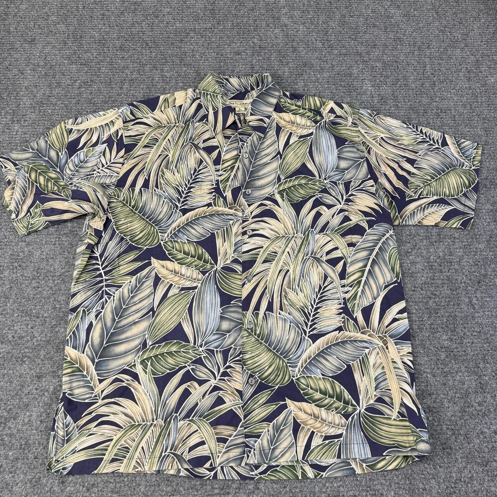 Tori Richard Shirt Mens Large Multicolor Leaf Hawaiian Aloha Cotton Tropical